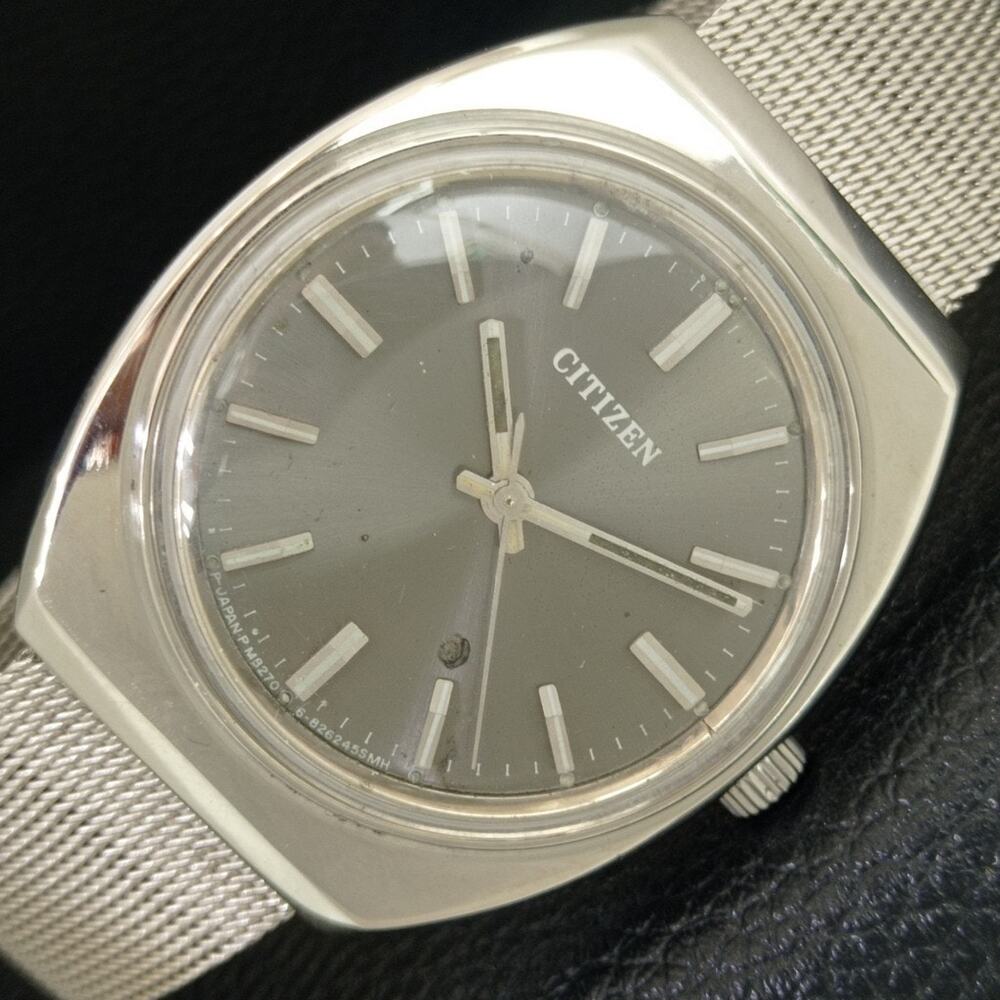 Vintage 1972 Citizen Manual Wound Mens Silver Watch & Silver accents